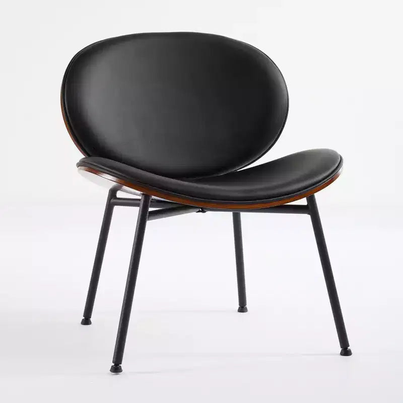 Fauteuils d'appoint scandinaves pour chambre à coucher, chaise coquille, chaise d'appoint simple à trépied, chaise longue en tissu avec dossier finition noyer