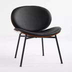 Fauteuils d'appoint scandinaves pour chambre à coucher, chaise coquille, chaise d'appoint simple à trépied, chaise longue en tissu avec dossier finition noyer