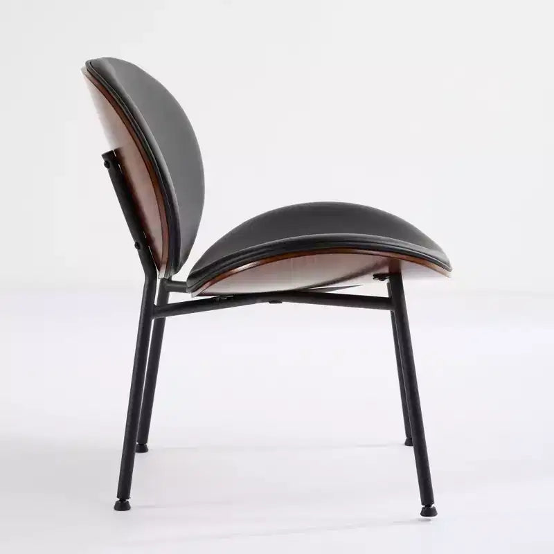 Fauteuils d'appoint scandinaves pour chambre à coucher, chaise coquille, chaise d'appoint simple à trépied, chaise longue en tissu avec dossier finition noyer