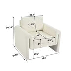 Fauteuils d'appoint pour chambre à coucher, Fauteuil d'appoint moderne rembourré en tissu bouclé, Support robuste et confort luxueux, Ivoire