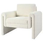 Fauteuils d'appoint pour chambre à coucher, Fauteuil d'appoint moderne rembourré en tissu bouclé, Support robuste et confort luxueux, Ivoire