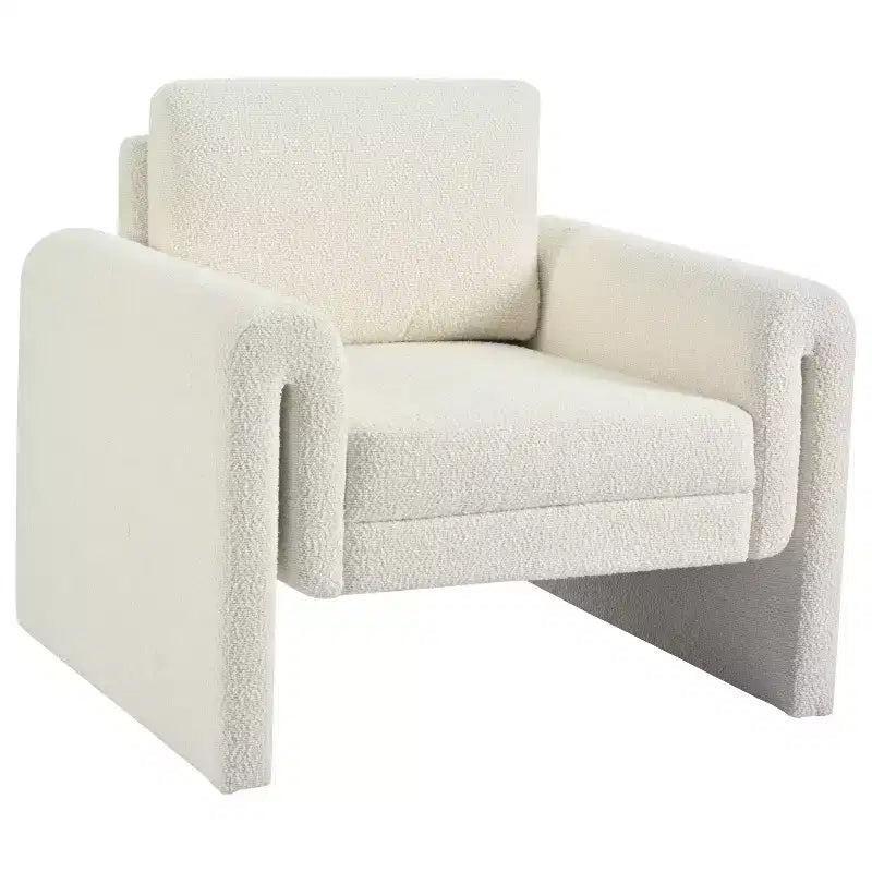 Fauteuils d'appoint pour chambre à coucher, Fauteuil d'appoint moderne rembourré en tissu bouclé, Support robuste et confort luxueux, Ivoire