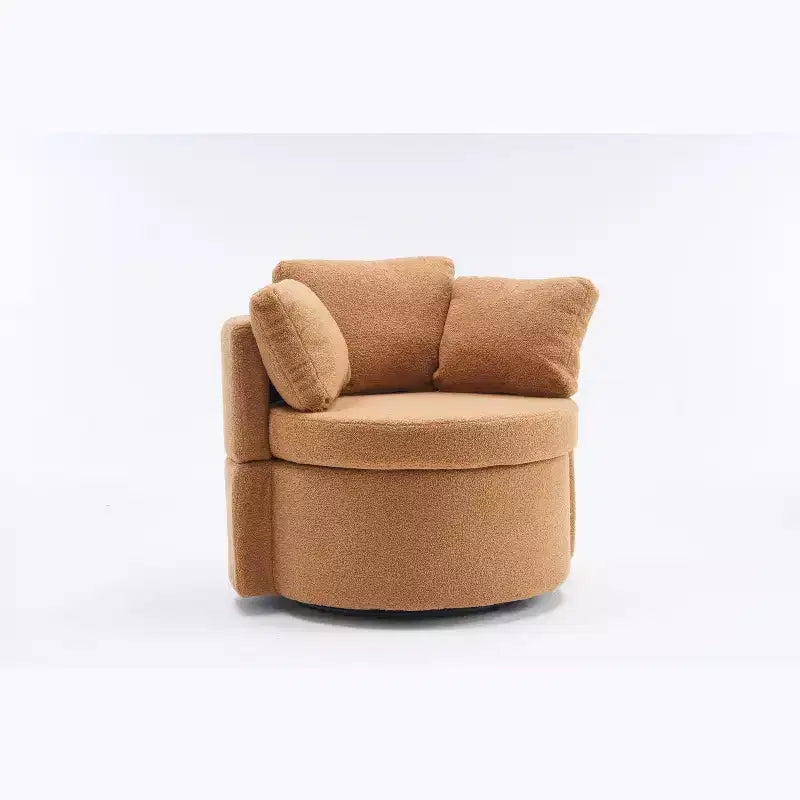 Fauteuils d'appoint modernes pour chambre à coucher, fauteuil pivotant et de rangement en tissu Teddy avec coussin de dossier pour salon