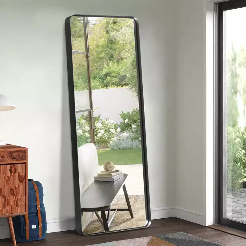 Miroir pleine longueur rectangulaire 71x31, miroir pleine longueur en alliage d'aluminium noir, miroir de courtoisie pour salle de bain, chambre, entrée, salon/dressing