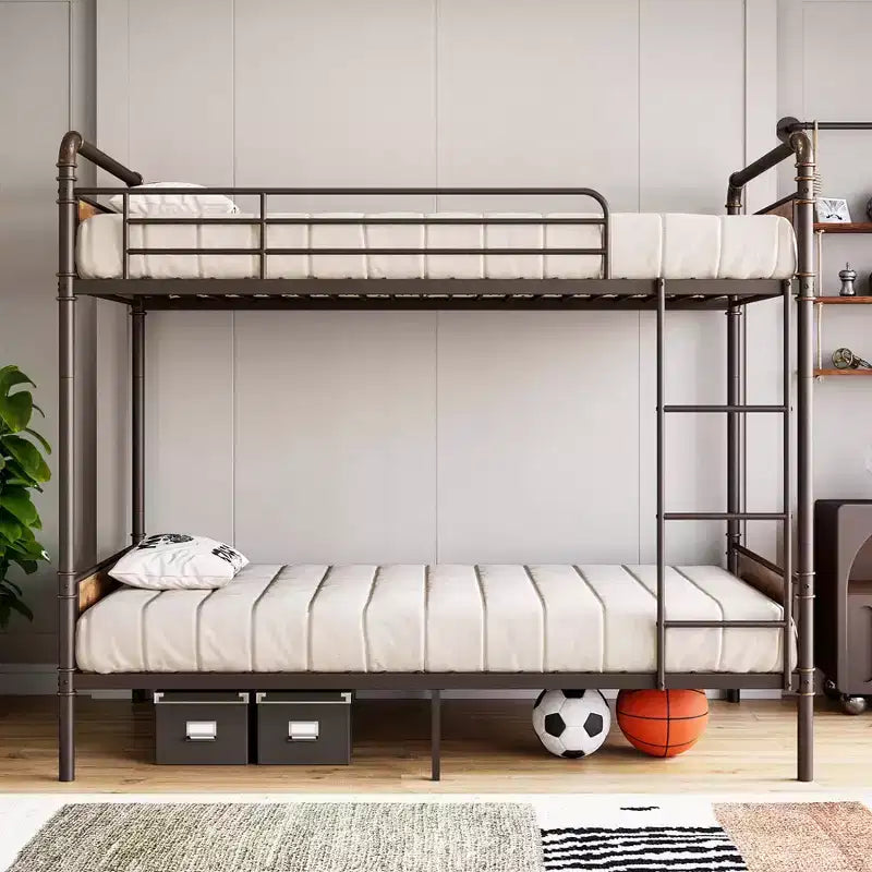 Lits superposés en métal, lits superposés en métal robustes de taille double avec garde-corps haut et échelles, lits superposés convertibles pour enfants et adultes