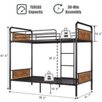 Lits superposés en métal, lits superposés en métal robustes de taille double avec garde-corps haut et échelles, lits superposés convertibles pour enfants et adultes