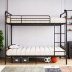 Lits superposés en métal, lits superposés en métal robustes de taille double avec garde-corps haut et échelles, lits superposés convertibles pour enfants et adultes