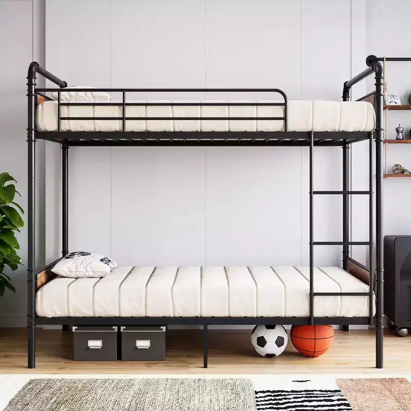 Lits superposés en métal, lits superposés en métal robustes de taille double avec garde-corps haut et échelles, lits superposés convertibles pour enfants et adultes