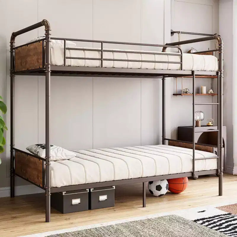 Lits superposés en métal, lits superposés en métal robustes de taille double avec garde-corps haut et échelles, lits superposés convertibles pour enfants et adultes