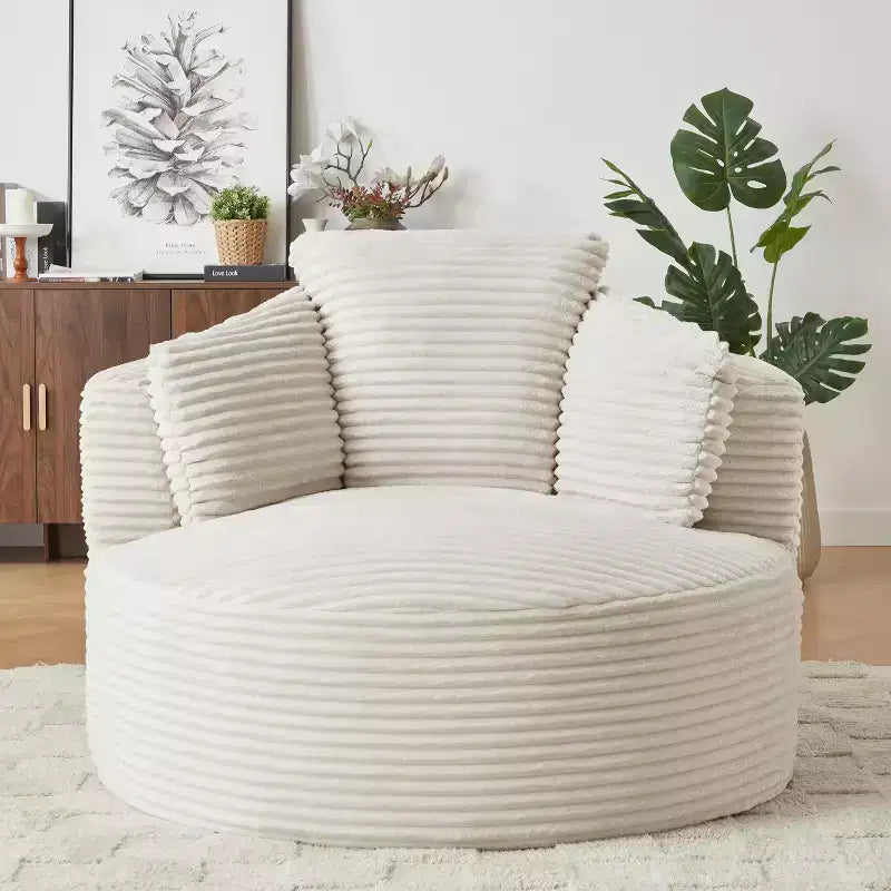 Fauteuil d'appoint en velours côtelé, Fauteuil rond à dossier rembourré, Canapé simple moderne pour Salon, Bureau et Appartement