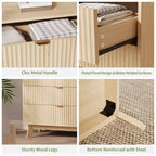 Commode 3 tiroirs cannelée - Rangement moderne en bois pour chambre, salon et dressing