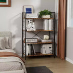 Étagère à 4 niveaux, grande bibliothèque avec cadre en acier, étagères industrielles pour bureau à domicile, étagère rustique pour l'organisation et le rangement de chambre