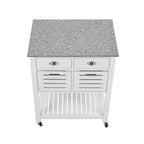 30Chariot de service de cuisine mobile avec plateau en marbre, tiroir et panier de rangement coulissant