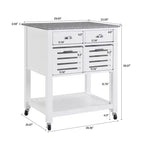 30Chariot de service de cuisine mobile avec plateau en marbre, tiroir et panier de rangement coulissant