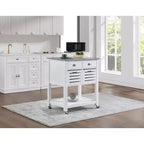 30Chariot de service de cuisine mobile avec plateau en marbre, tiroir et panier de rangement coulissant