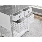 30Chariot de service de cuisine mobile avec plateau en marbre, tiroir et panier de rangement coulissant
