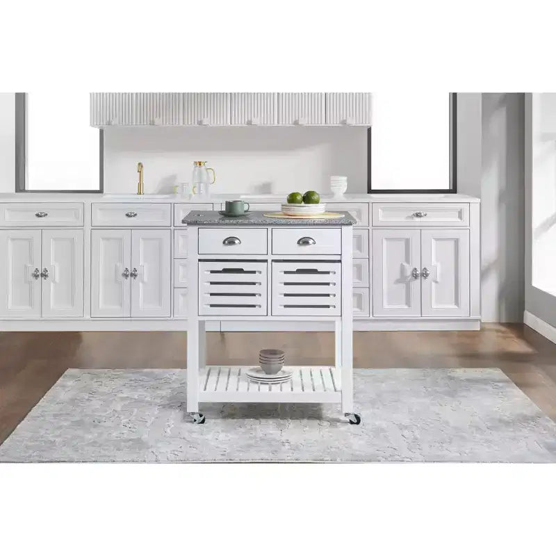 30Chariot de service de cuisine mobile avec plateau en marbre, tiroir et panier de rangement coulissant