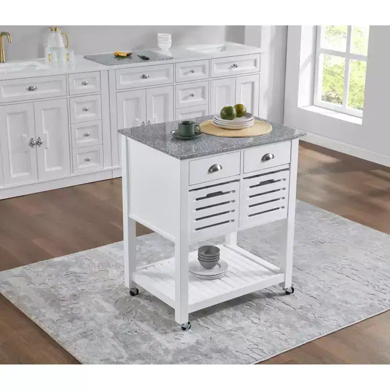 30Chariot de service de cuisine mobile avec plateau en marbre, tiroir et panier de rangement coulissant