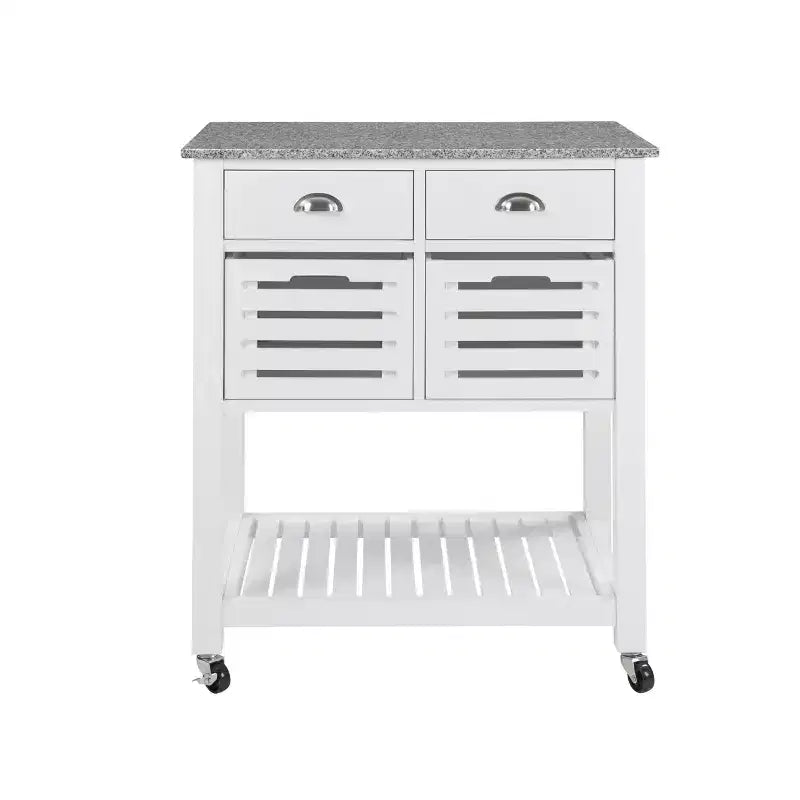 30Chariot de service de cuisine mobile avec plateau en marbre, tiroir et panier de rangement coulissant