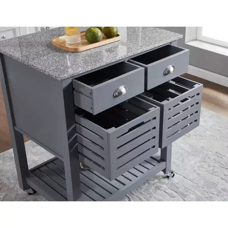30Chariot de service de cuisine mobile avec plateau en marbre, tiroir et panier de rangement coulissant