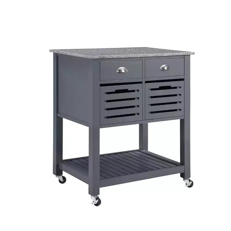 30Chariot de service de cuisine mobile avec plateau en marbre, tiroir et panier de rangement coulissant