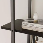 Étagère à 5 niveaux avec armoire de rangement et porte, bibliothèque industrielle de 180,6 cm de haut avec étagères ouvertes pour salon et chambre