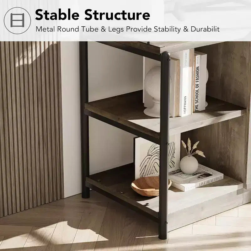 Meuble TV de ferme pour téléviseurs de 75/80 pouces, centre de divertissement avec armoire de rangement et portes en maille, table de console multimédia industrielle