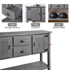 Table console de ferme de 48 pouces, table d'entrée de ferme avec 2 tiroirs et des armoires, table de canapé en bois massif avec étagères pour chambre à coucher, gris