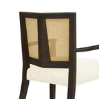 2 Chaises de salle à manger modernes rembourrées en tissu, chaises de salle à manger à dossier en rotin, chaises d'appoint de cuisine avec pieds en bois massif, marron foncé