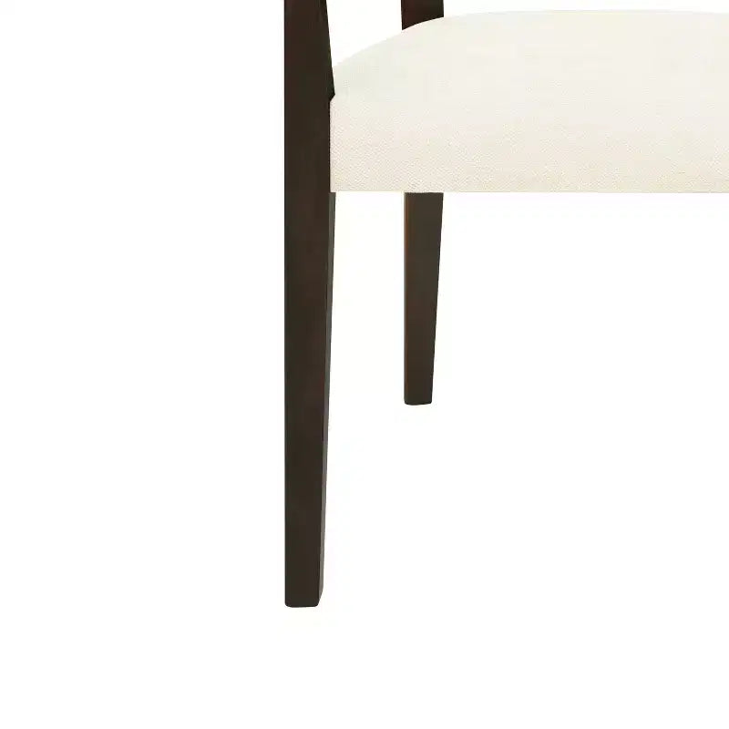 2 Chaises de salle à manger modernes rembourrées en tissu, chaises de salle à manger à dossier en rotin, chaises d'appoint de cuisine avec pieds en bois massif, marron foncé