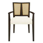 2 Chaises de salle à manger modernes rembourrées en tissu, chaises de salle à manger à dossier en rotin, chaises d'appoint de cuisine avec pieds en bois massif, marron foncé