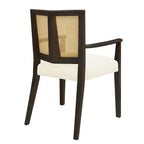 2 Chaises de salle à manger modernes rembourrées en tissu, chaises de salle à manger à dossier en rotin, chaises d'appoint de cuisine avec pieds en bois massif, marron foncé