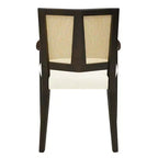 2 Chaises de salle à manger modernes rembourrées en tissu, chaises de salle à manger à dossier en rotin, chaises d'appoint de cuisine avec pieds en bois massif, marron foncé