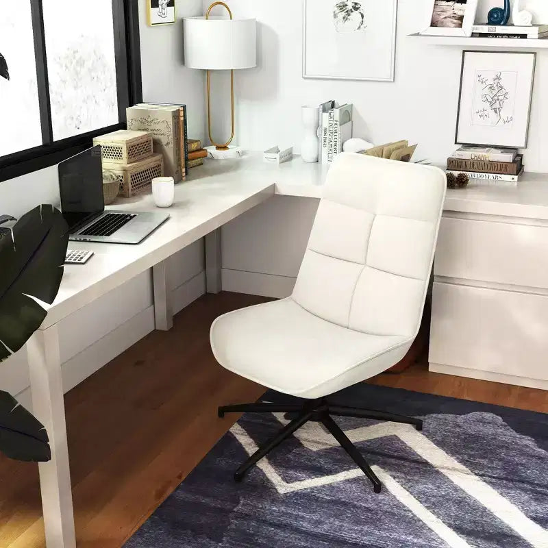 Fauteuil pivotant d'appoint pour petits espaces, rembourré, beige