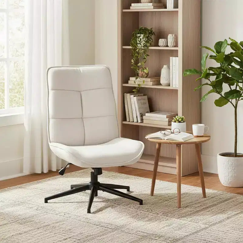 Fauteuil pivotant d'appoint pour petits espaces, rembourré, beige