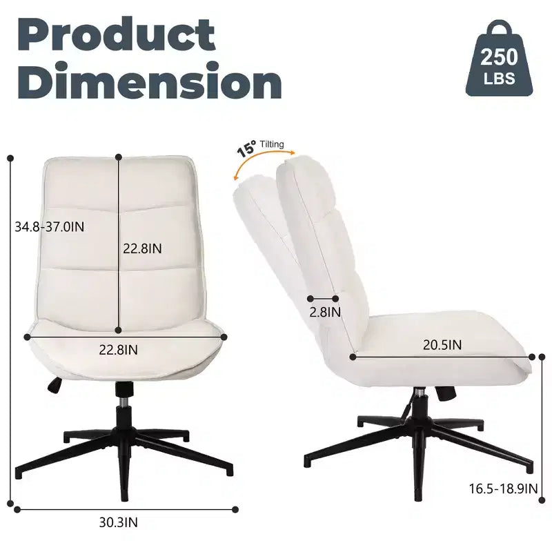 Fauteuil pivotant d'appoint pour petits espaces, rembourré, beige