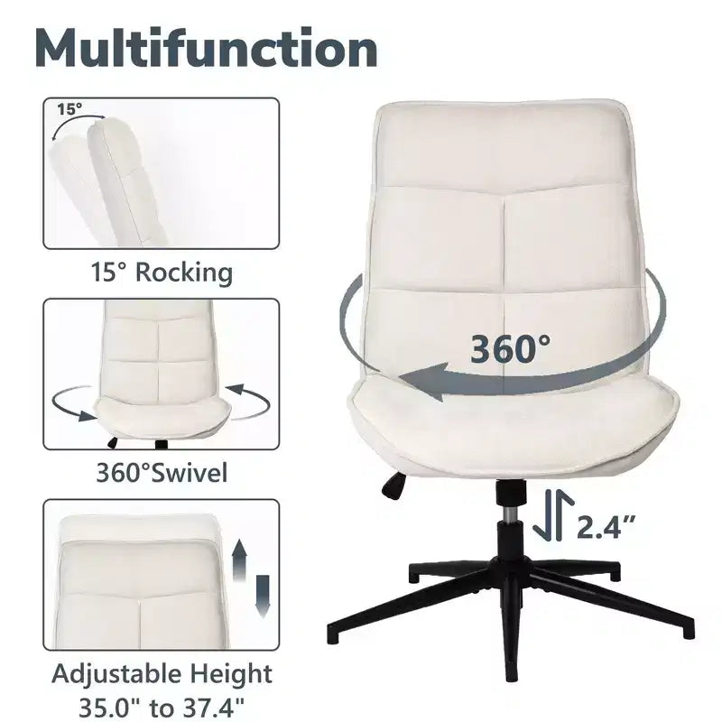 Fauteuil pivotant d'appoint pour petits espaces, rembourré, beige