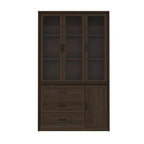Buffet de cuisine moderne avec portes vitrées, organisateur de cuisine multi-tiroirs, garde-manger avec rangement, assemblage facile, parfait pour tout aménagement de cuisine