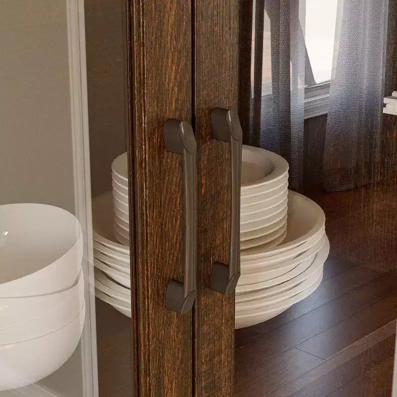 Buffet de cuisine moderne avec portes vitrées, organisateur de cuisine multi-tiroirs, garde-manger avec rangement, assemblage facile, parfait pour tout aménagement de cuisine