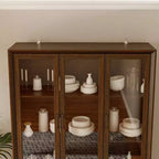 Buffet de cuisine moderne avec portes vitrées, organisateur de cuisine multi-tiroirs, garde-manger avec rangement, assemblage facile, parfait pour tout aménagement de cuisine