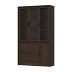 Buffet de cuisine moderne avec portes vitrées, organisateur de cuisine multi-tiroirs, garde-manger avec rangement, assemblage facile, parfait pour tout aménagement de cuisine