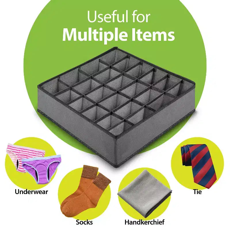Organisateur de Tiroirs pour Vêtements, Boîtes de Rangement à 24 Compartiments pour Chaussettes, Sous-vêtements, Organisateur de Placard et Rangement pour Chambre de Bébé, Gris