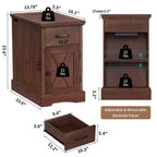 Table d'appoint de ferme rustique avec station de recharge et étagères de rangement, parfaite pour les petits espaces