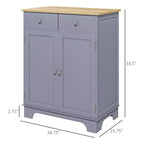 Buffet de cuisine avec double porte, 2 tiroirs et étagère réglable pour le salon, gris