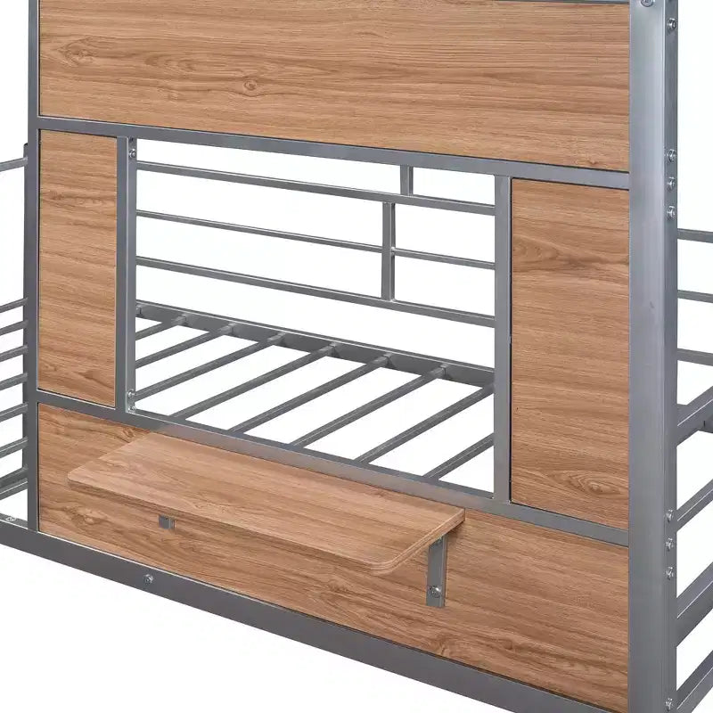 Lit mezzanine Metal House pour enfants, cadre de lit mezzanine double avec toit et fenêtre