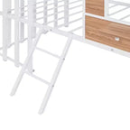 Lit mezzanine Metal House pour enfants, cadre de lit mezzanine double avec toit et fenêtre