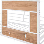 Lit mezzanine Metal House pour enfants, cadre de lit mezzanine double avec toit et fenêtre