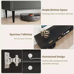 Meubles TV modernes pour téléviseurs de 75 pouces, meuble de rangement avec 2 grands placards, meuble TV avec panneau cannelé