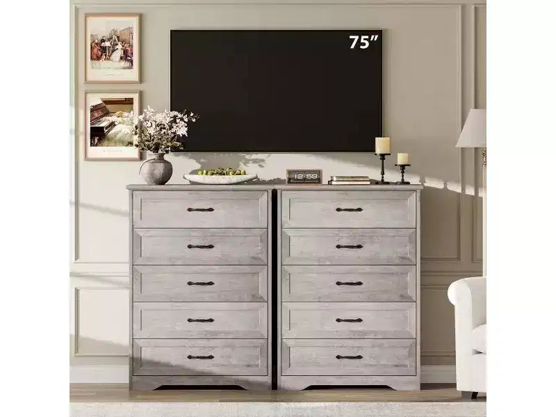 6 Commodes de Chambre, Commode de Rangement, Commode Moderne de Style Ferme en Bois, Commode Organiseur de Rangement