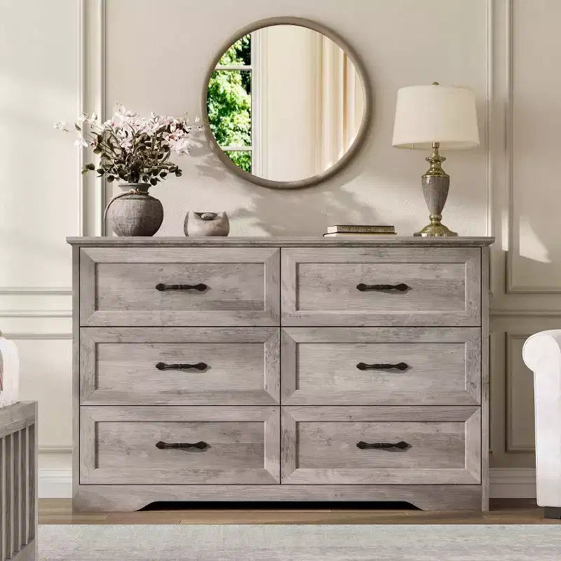 6 Commodes de Chambre, Commode de Rangement, Commode Moderne de Style Ferme en Bois, Commode Organiseur de Rangement